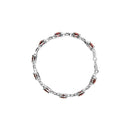 .925 Sterling Silver 7x7mm Checkered Cushion Red Garnet and Diamond Accent Fashion Tennis Link Bracelet (I-J Color, I1-I2 Clarity) - Size 7" Inch