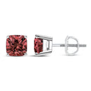 14K White Gold 1 1/2 Cttw Lab Grown Pink Cushion 4-Prong Set Classic Diamond Solitaire Stud Earrings (Pink Color, VS1-VS2 Clarity)