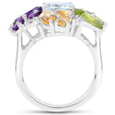 6.13 Carat Genuine Multi Stones .925 Sterling Silver Ring