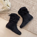 Suede Fringe Round Toe Boots