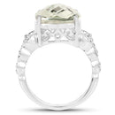 6.74 Carat Genuine Green Amethyst .925 Sterling Silver Ring