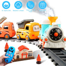 Electric Train Set with Smokes Light Sound Remote Magnetic Train Toys with Locomotive 3 Trucks Gifts for Kids Aged 3 4 5 6 Year Old