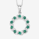 1.10 Carat Genuine Emerald and White Topaz .925 Sterling Silver Pendant
