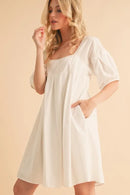 Aemi + Co Square Neck Babydoll Dress with Pockets