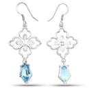 12.82 Carat Genuine Swiss Blue Topaz .925 Sterling Silver Earrings