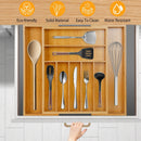 Bamboo Drawer Divider Kitchen Expandable Cutlery Tray Organizer Utensil Holder w/ Grooved Dividers