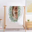 Personalized Baby Safari Round Blanket with Photo and Name - Watercolor Safari Animals and Botanical Wreath on White - Custom Baby Gift in 47 or 60 Inch
