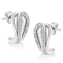 .925 Sterling Silver Pave-Set Diamond Accent Horseshoe Hoop Earring (I-J Color, I1-I2 Clarity)