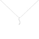 AGS Certified 14k White Gold 3.0 Cttw Baguette and Brilliant Round-Cut Diamond Journey 18" Pendant Necklace (F-G Color, I1-I2 Clarity)
