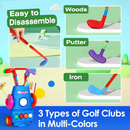 Toddler Golf Set with 4 Balls 4 Clubs 2 Holes 2 Flags Golf Cart Indoor Outdoor Golf Game Gift For 3-5 Years Old Kids
