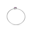 .925 Sterling Silver 8 x 5.5mm Pear Shape Amethyst and Diamond Accent Halo Bypass Bangle Bracelet (H-I Color, SI1-SI2 Clarity) - Fits up to 7" Inches