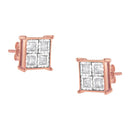 Rose Gold Plated Sterling Silver Diamond Composite Stud Earrings (3/4 cttw, J-K Color, I1-I2 Clarity)