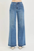 RISEN Tummy Control Elastic Band High Rise Wide Jeans