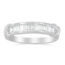 .925 Sterling Silver 1/2 Cttw Baguette Cut Diamond Channel Set X-Station Wedding Ring (H-I Color, I1-I2 Clarity) - Size 6-1/2
