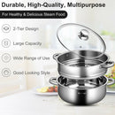 9.5 QT 2 Tier Stainless Steel Steamer Cookware Boiler
