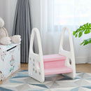 Kids Step Stool Learning Helper with Armrest for Kitchen Toilet Potty Training-Pink