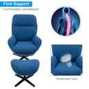 Upholstered Swivel Lounge Chair with Ottoman and Rocking Footstool
