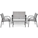 4 Pieces Patio Furniture Set with Glass Top Coffee Table