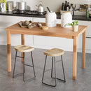49 Inch Rectangle Patio Indonesia Teak Wood Dining Table with Slatted Tabletop Up to 6