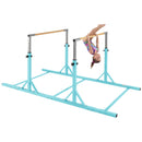 8 FT Double Horizontal Bars with 13-Level Adjustable Heights and 6-Level Adjustable Width-Pink