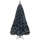6/7/8 Feet Black Artificial Halloween Christmas Tree with PVC Branch Tips and 210/320/450 Cool White LED Lights