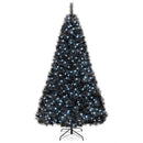 6/7/8 Feet Black Artificial Halloween Christmas Tree with PVC Branch Tips and 210/320/450 Cool White LED Lights