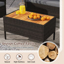 8 Piece Patio Wicker Sofa Set 4 Rattan Chairs and 2 Loveseat with 2 Table