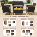 8 Piece Patio Wicker Sofa Set 4 Rattan Chairs and 2 Loveseat with 2 Table