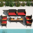 8 Piece Patio Wicker Sofa Set 4 Rattan Chairs and 2 Loveseat with 2 Table