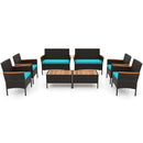 8-Piece Patio Conversation Set with Cushions - Turquoise