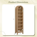 8-Tier Modern Arch Bookshelf with 3 Adjustable Shelves