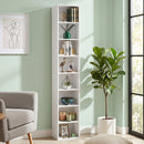 8-Tier Narrow Bookshelf with Adjustable Shelves