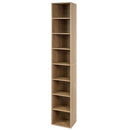 8-Tier Narrow Bookshelf with Adjustable Shelves