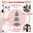 6 Feet Snow Flocked Artificial Christmas Tree with Cool White LED Lights