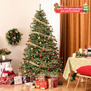 6/7/8 Feet Christmas Tree with Warm White LED Lights and Pine Cones