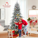 8 Feet Snow Flocked Artificial Christmas Tree with Cool White LED Lights