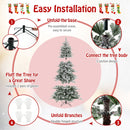8 Feet Snow Flocked Artificial Christmas Tree with Cool White LED Lights