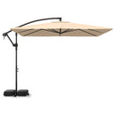 8 x 8 Square FT Solar LED Offset Cantilever Patio Umbrella with 360° Rotation