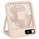 Mini Desktop Cooling Fan Rechargeable Battery Powered Personal Fan Speed Adjustment Strong Airflow Quiet Travel Fan with LCD Display for Home Office T