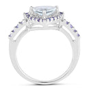 1.41 Carat Genuine Aquamarine & Tanzanite .925 Sterling Silver Ring