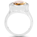 5.05 Carat Genuine Citrine and White Diamond .925 Sterling Silver Ring