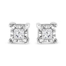 .925 Sterling Silver 1/2 Cttw Miracle Set Princess-cut Diamond Solitaire Stud Earrings (I-J Color, SI1-SI2 Clarity)