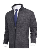 Men's Plus Size Zip Up Ribbed Hem Cardigan