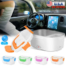Electric Heating Lunch Box Food Heater Container Travel Thermal Bento Box Portable Food Warmer w/ 2 Removable Compartments 1 Free SpoonÊ1L