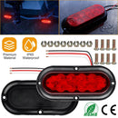 2Pcs Oval LED Brake Light 10LEDs Lamp Stop Turn Tail Light IP65 Waterproof Oval Red Trailer Tail Light for Trunk Jeep RV etc.