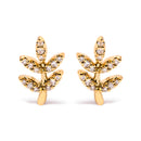 10K Yellow Gold 1/10 Cttw Diamond Accented Leaf and Branch Stud Earrings (H-I Color, I1-I2 Clarity)