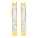 10K Yellow Gold 1/2 Cttw Invisible Set Princess-cut Diamond Hoop Earrings (H-I Color, SI2-I1 Clarity)