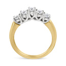 18K Yellow Gold 1.0 Cttw 4 Prong Set Round Cut Diamond Step up 5 Stone Ring Band (F-G Color, SI1-SI2 Clarity) - Size 6