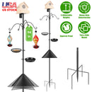 94Inch Squirrel Proof Bird Feeder Pole Heavy-Duty Bird House Pole Outdoor Bird Feeding Station with 5 Adjustable Heights 4 Shepherd Hooks Top & Side