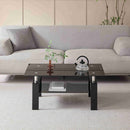 Tempered Glass Coffee Table with 2-Layer Design